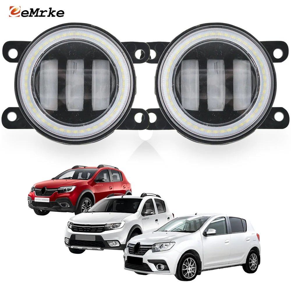 

Led Car Fog Light Assembly Lens Angel Eye DRL Daytime Running Lamp for Renault Sandero,Sandero Stepway Restyling 2018 2019 2020