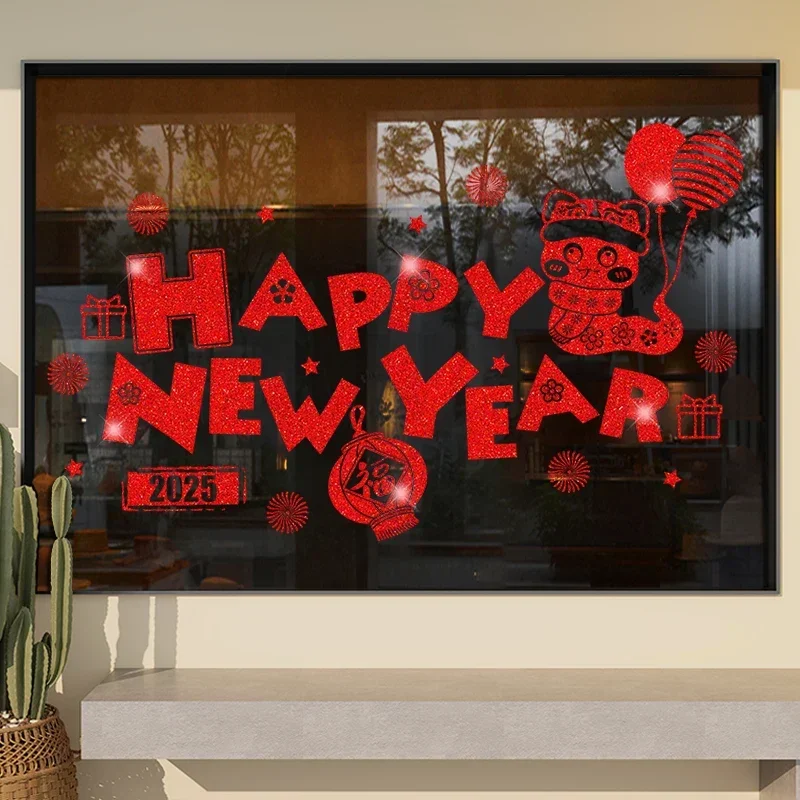 

2025 Snake Year Chinese Spring Festival Glass Door Sticker New Year's Day Decoration Party Window Decals