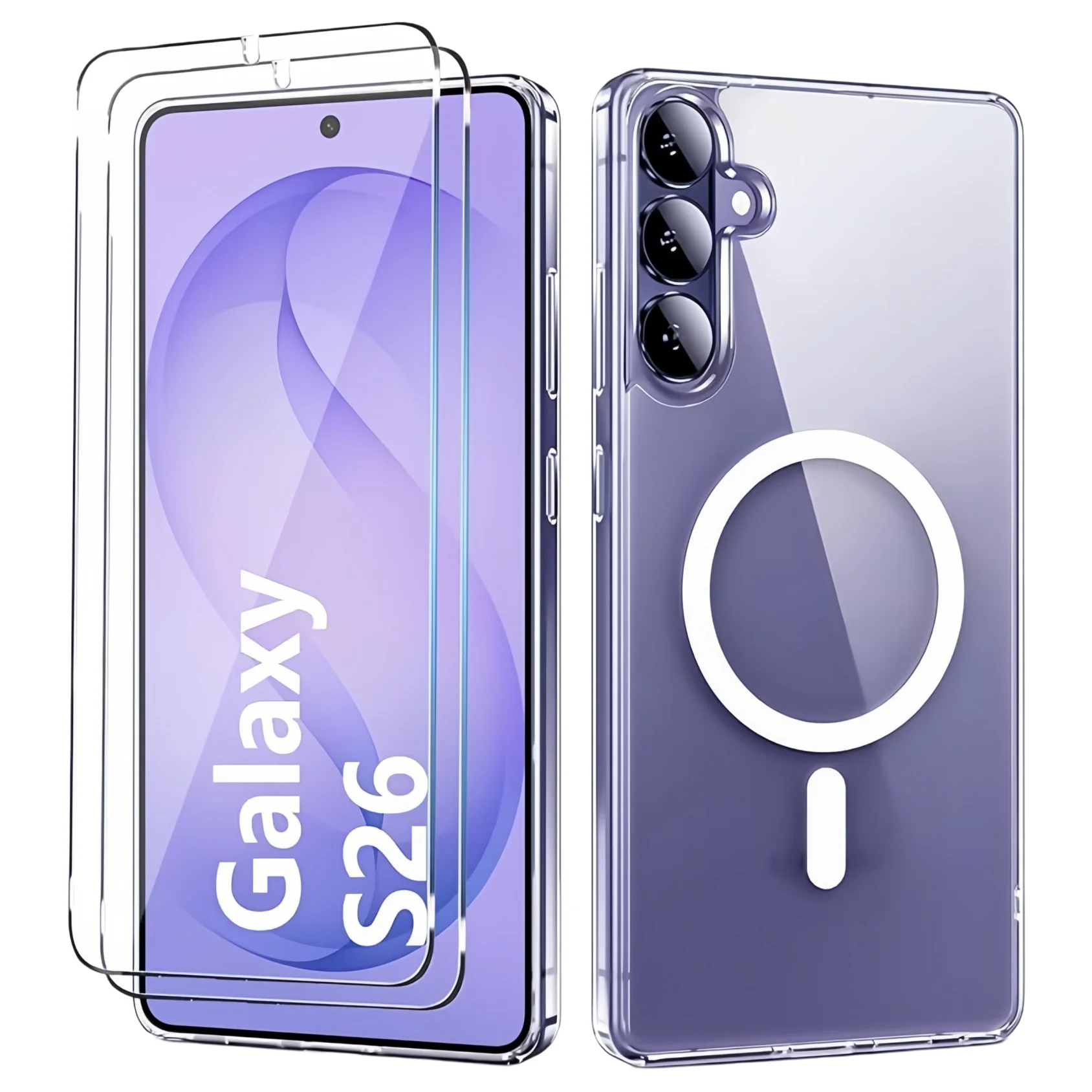 With Magnetic Case for Samsung Galaxy S26, With Screen Protector[Compatible with MagSafe], Shockproof TPU Cover - Clear ﻿