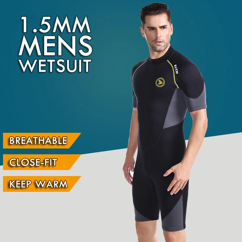 

2023 New Adults 1.5mm Neoprene Wetsuit Men Short Sleeve Diving Suit Kayak Surfing Snorkeling Sunproof Warm One-piece Wet Suit