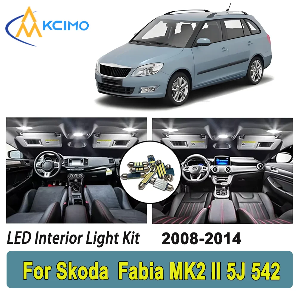 لمبة إضاءة جديدة لسكودا فابيا MK2 II 5J 542 545 هاتشباك كومبي (2008-2014) قسط مشرق LED الداخلية قبة خريطة مصباح إضاءة صندوق السيارة