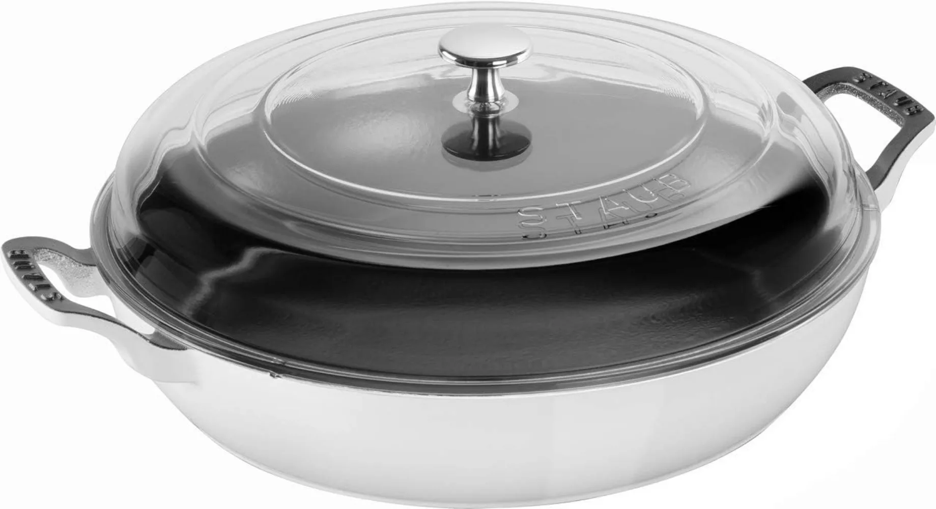 

Cast Iron Braiser 3.5qt with Cover and Double Handle Suitable for Family Baking Group Dinner White