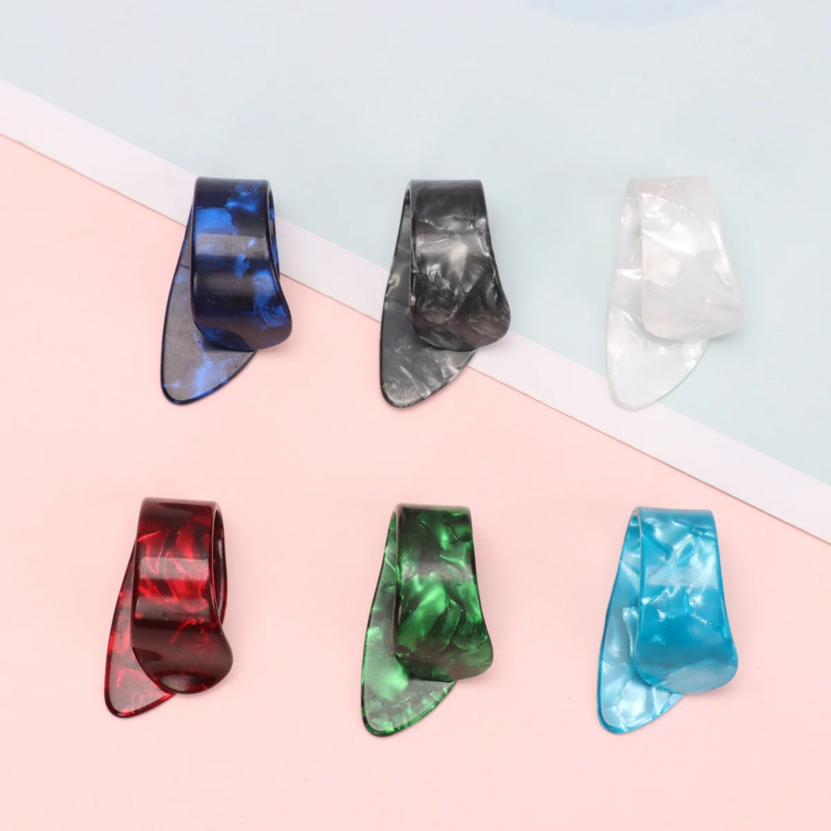 

12pcs Thumb Finger Guitar Picks Paddles Nail Plectrums Guitar Picks for Bass Guitar (Red/White/Black/Light Blue/Dark B