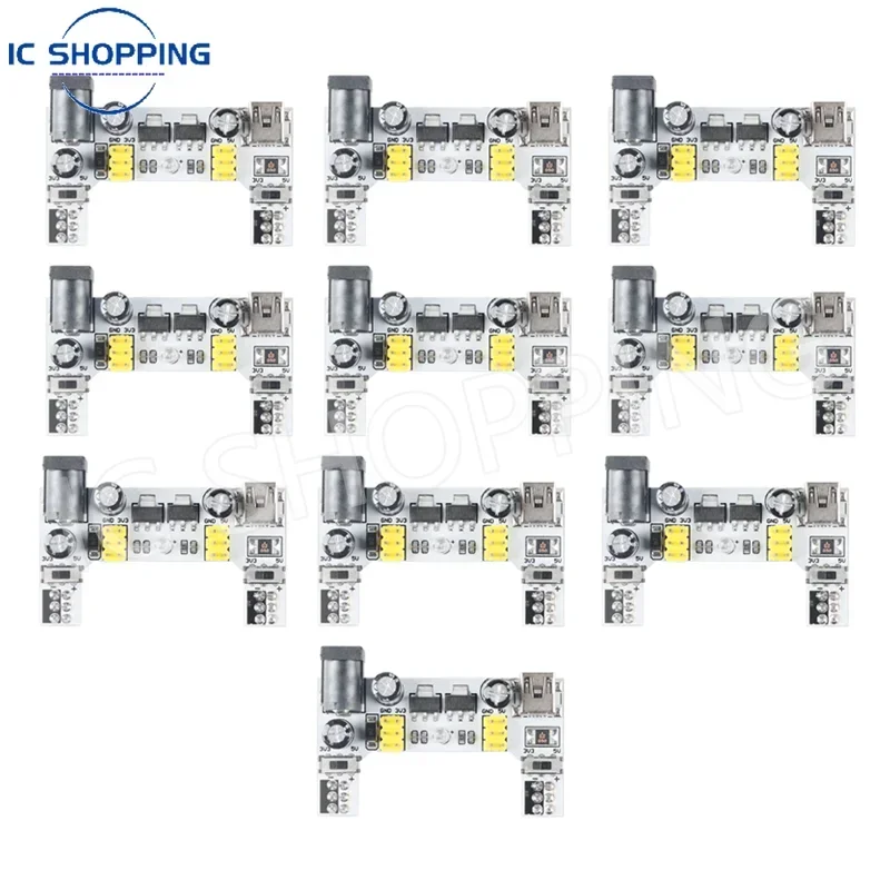 10PCS MB-102 MB102 DC 7-12V Mini USB 2-channel Arduino Breadboard Power Module