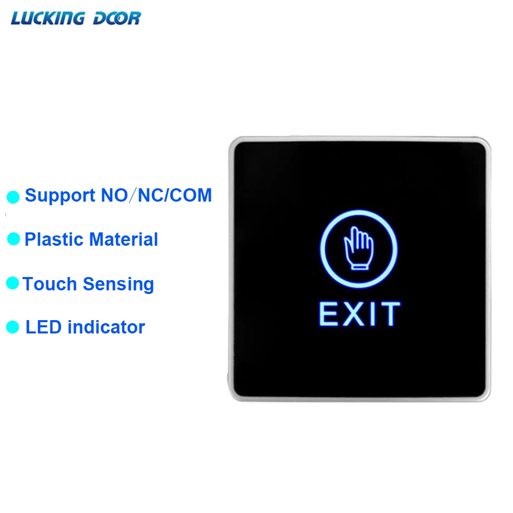 Backlight Push Touch Exit Button Infrared Contactless Door Release Switch for access Control System With LED Indicator 86*86mm