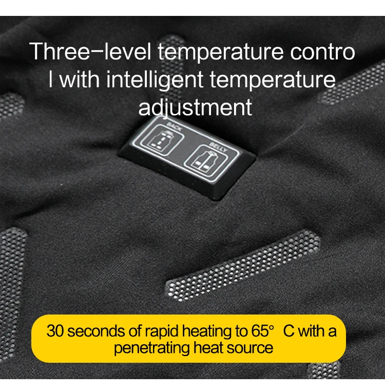 Unisex-Heizweste mit Stehkragen und Reißverschluss, 9 Heizzonen, USB-betriebene elektrische Heizweste, 3 Temperaturstufen, winddicht, leicht. – Detail 8
