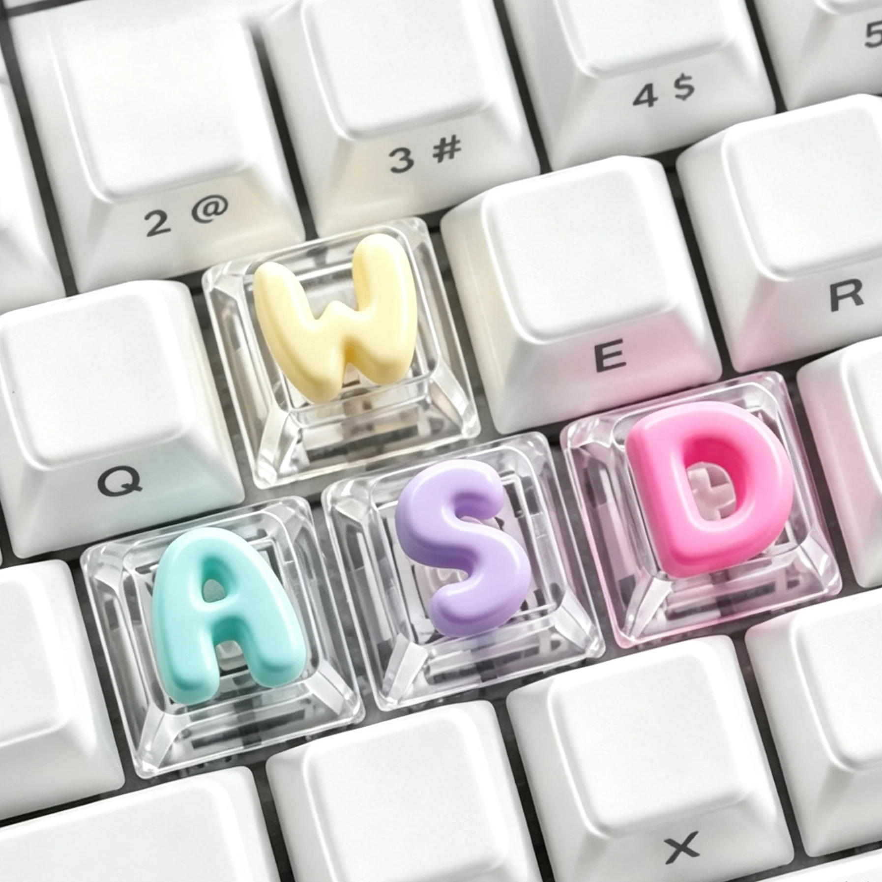 4pcs Translucent letters WASD For Mechanical keyboard DIY personalized height increasing keycaps