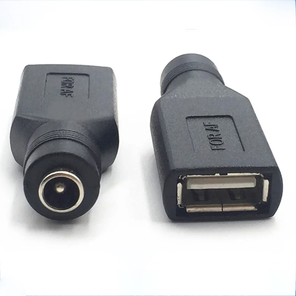 DC 5.5 × 2.1 Female Jack To USB 2.0 Plug Female Jack 5V DC Power Plugs Connector Adapter Laptop 5.5*2.1mm Black Color