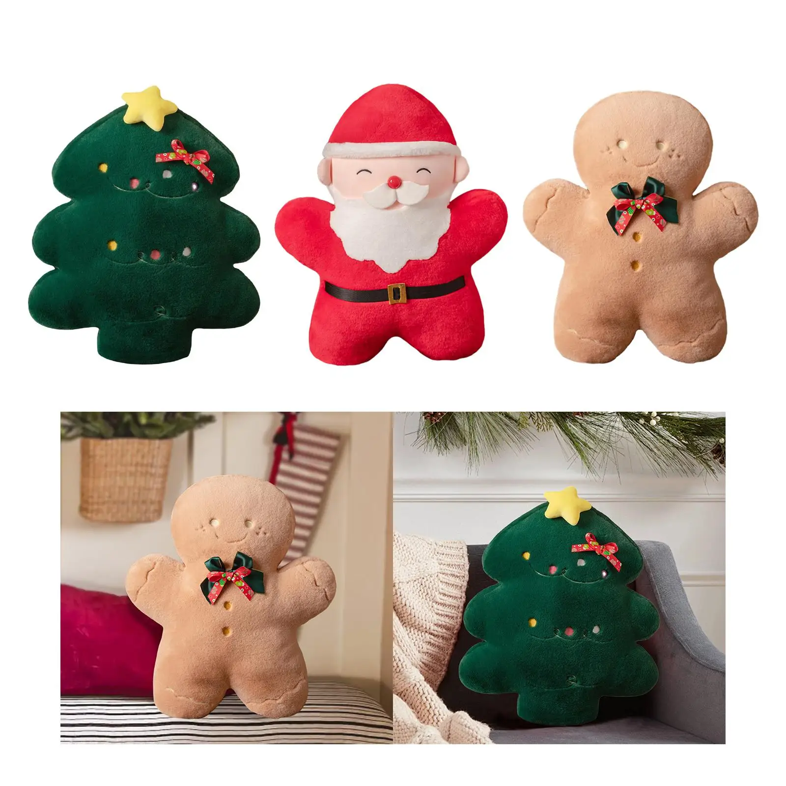 Soft Stuffed Doll Cartoon Props Ornament Traditional Plush Doll Plushie Christmas Decoration for Indoor Home Store Party Table