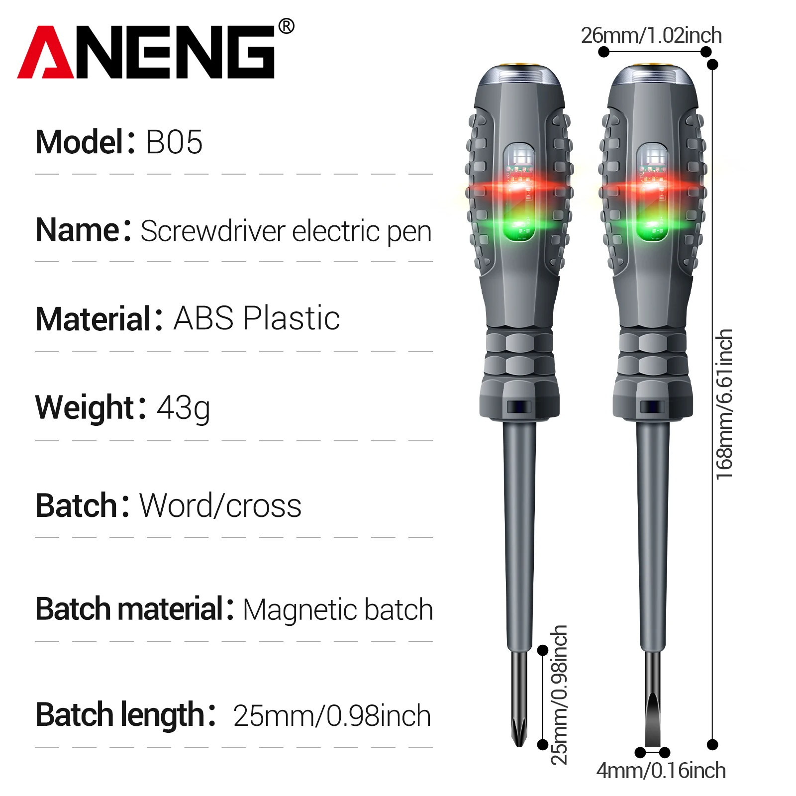 ANENGB05 2Pcs Word/Cross Screwdriver Electric Tester Pen Multi-functional Household Screwdriver with Indicator Electrician Tools