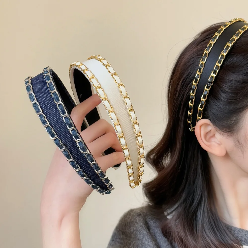

Korean Metal Chain Headband Luxury Hair Hoop Elegant Hairband for Women Girls Hair Accessories Fashion Jewelry Gifts