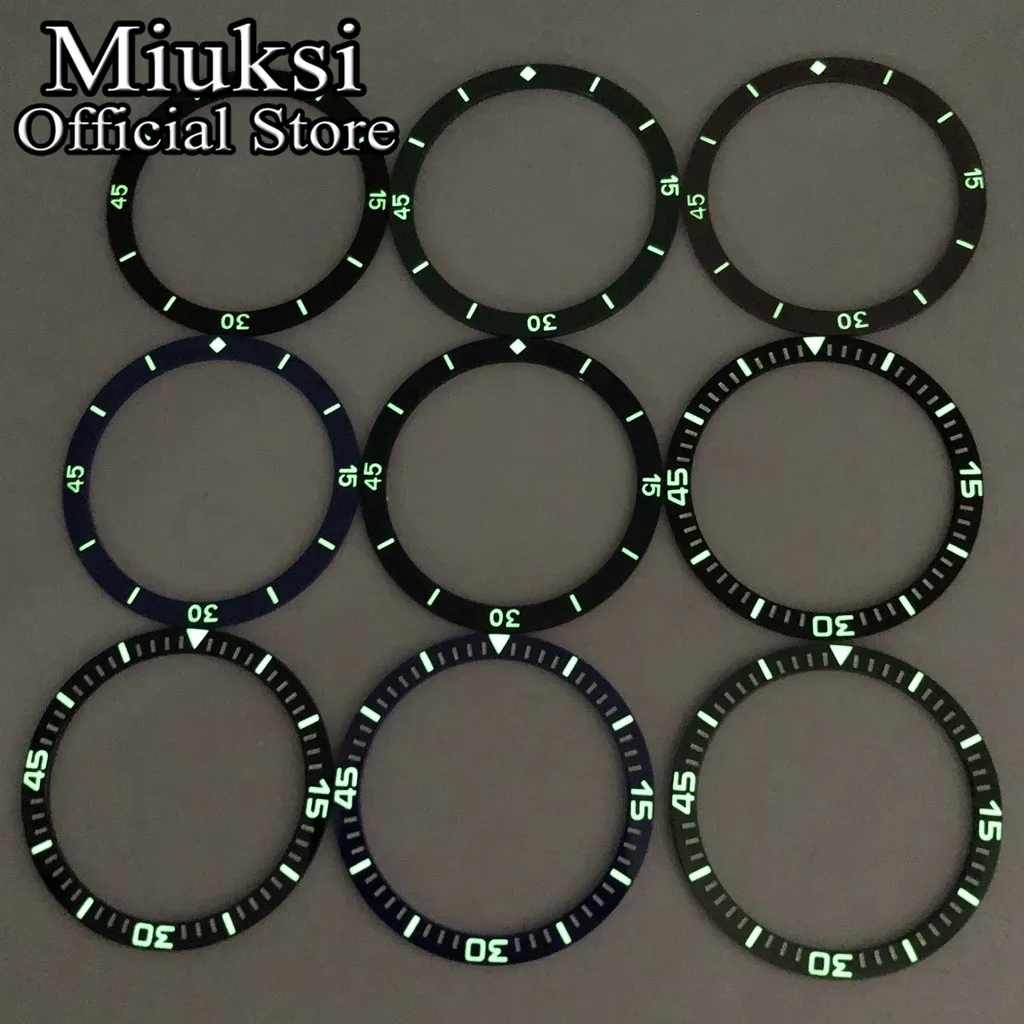 Miuksi 38mm black blue green bezel insert ceramic bezel luminous watch ring accessories