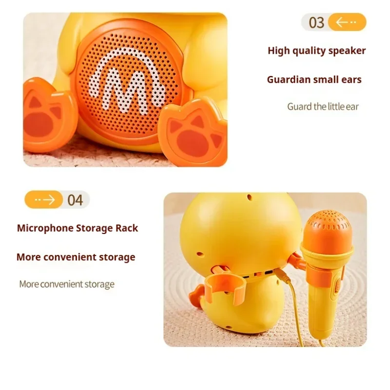 Cute Duck Microphone Baby Karaoke Singing Machine Children Education Toys Cartoon Speaker With Lights Girl Party Birthday Gifts