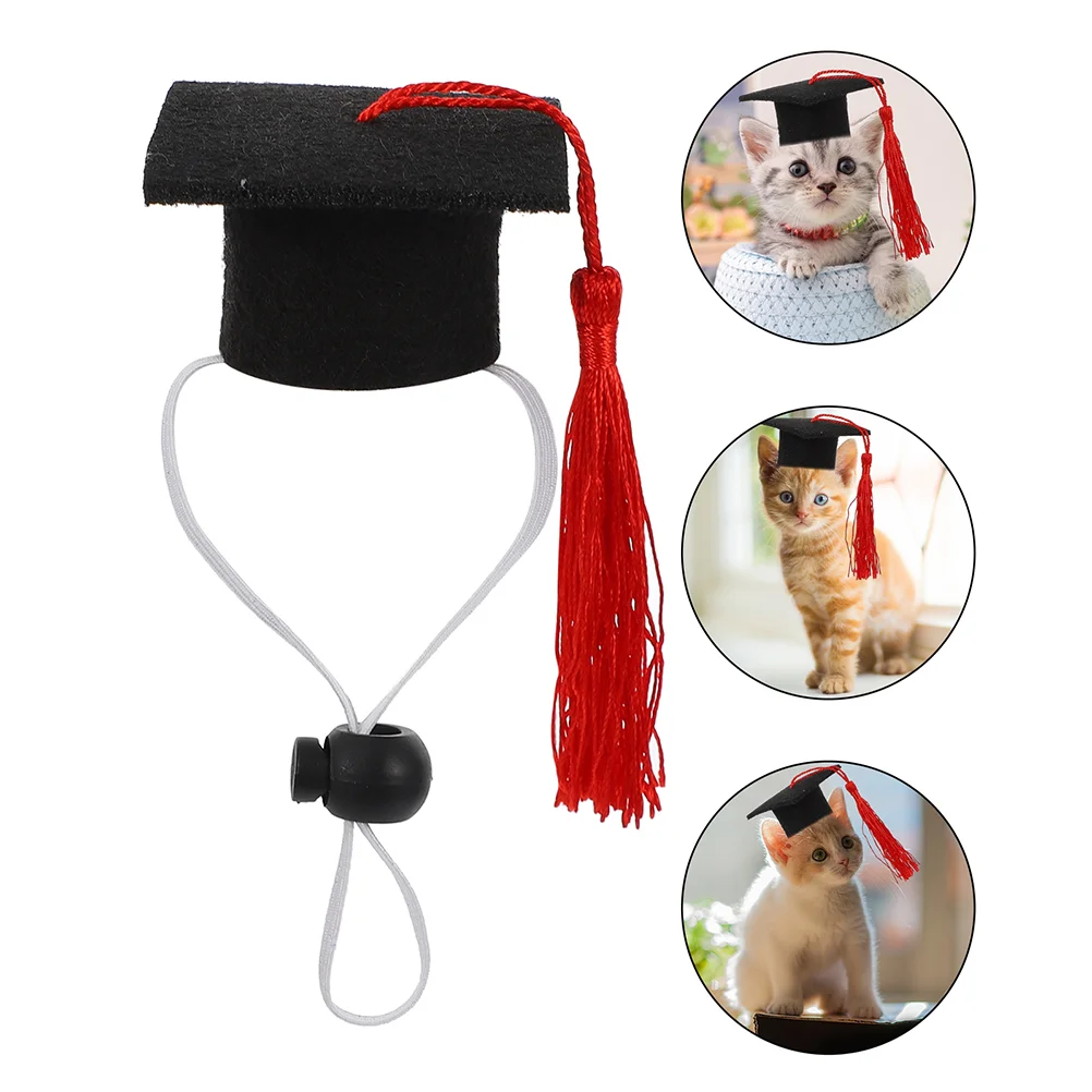 

2 Pcs Elastic Doctorial Hat Graduation for Dogs Costume Pets Creative Doctoral Caps Scarf Kitten Felt Cloth Party Clothing