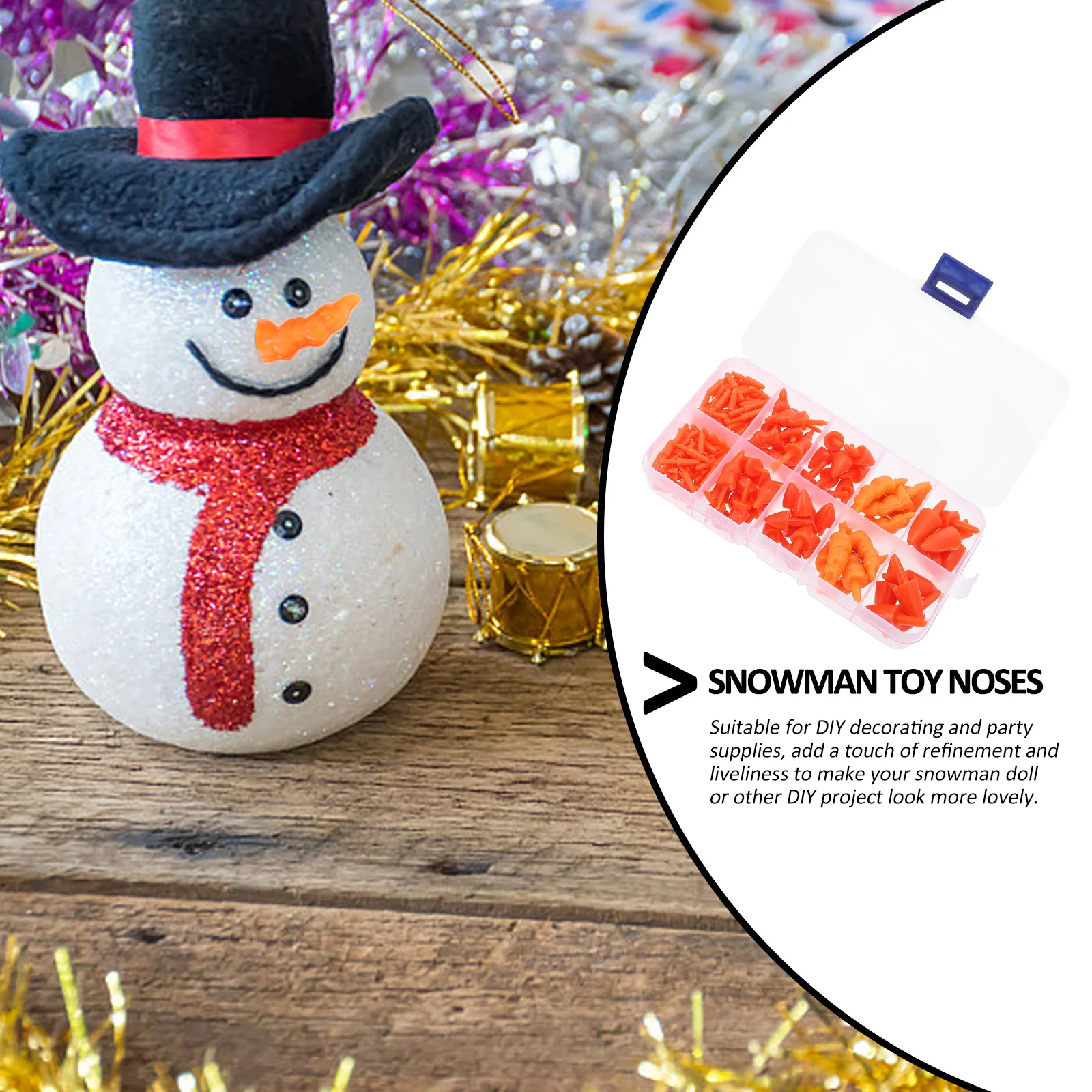 160pcs 눈사람 코 재료 상자 키트 플라스틱 공예 용품 크리스마스 장식 홈 액세서리 ange Foam Kids