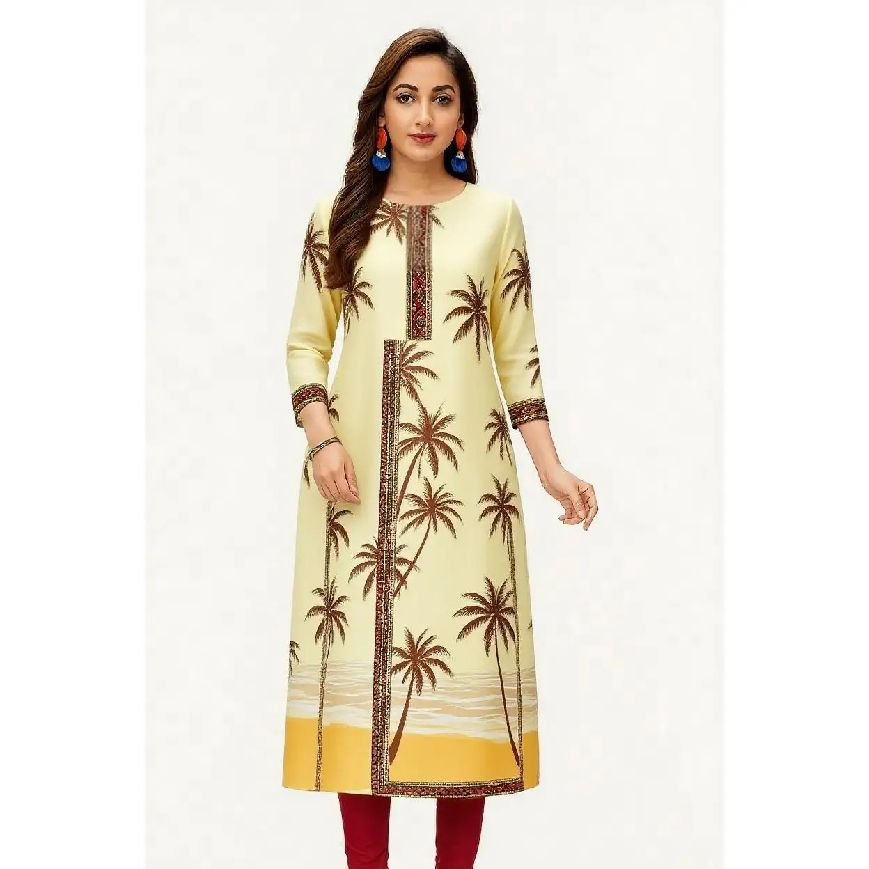 Kleid Kurt Damen, modisch und elegant, langärmelig, gerader Schlauch, lässig, Rundhalsausschnitt, Kranichmuster, edler Rock