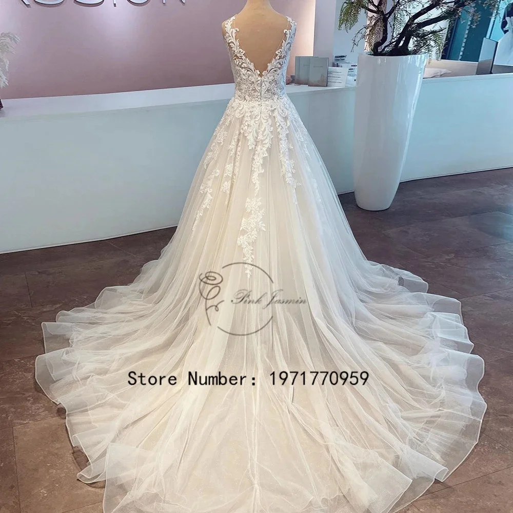 Robe de mariée princesse en dentelle ivoire, magnifique, appliques en fibre 2024, élégante, boule de balayage, quelle que soit la robe de mariée