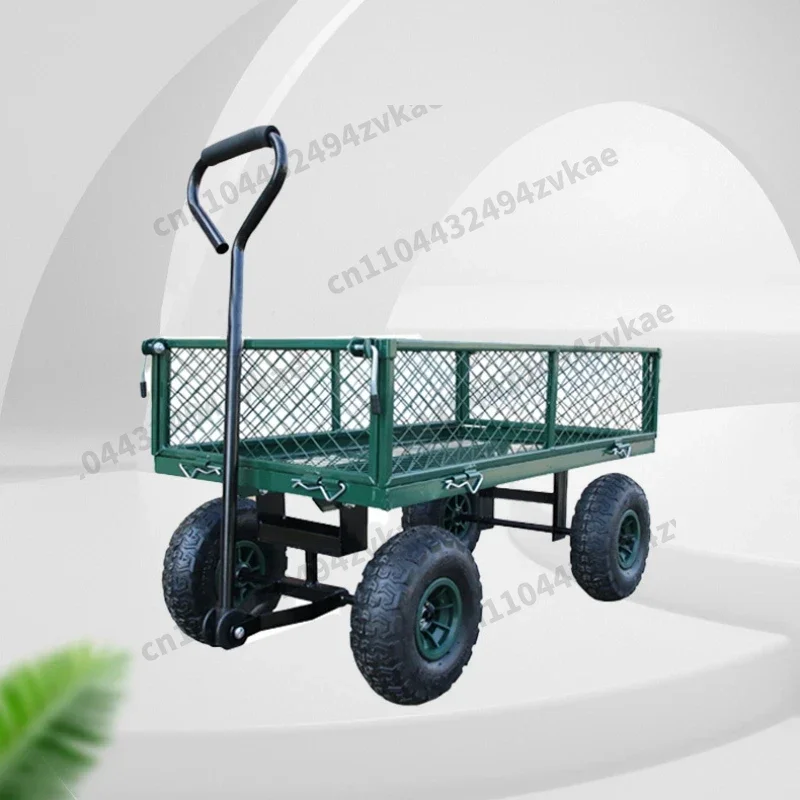 Barrow Outdoor Steel Folding Cart Beach Wagon CartGarden Wagon Trolley Household Courtyard Camping Lawn 4 Whee