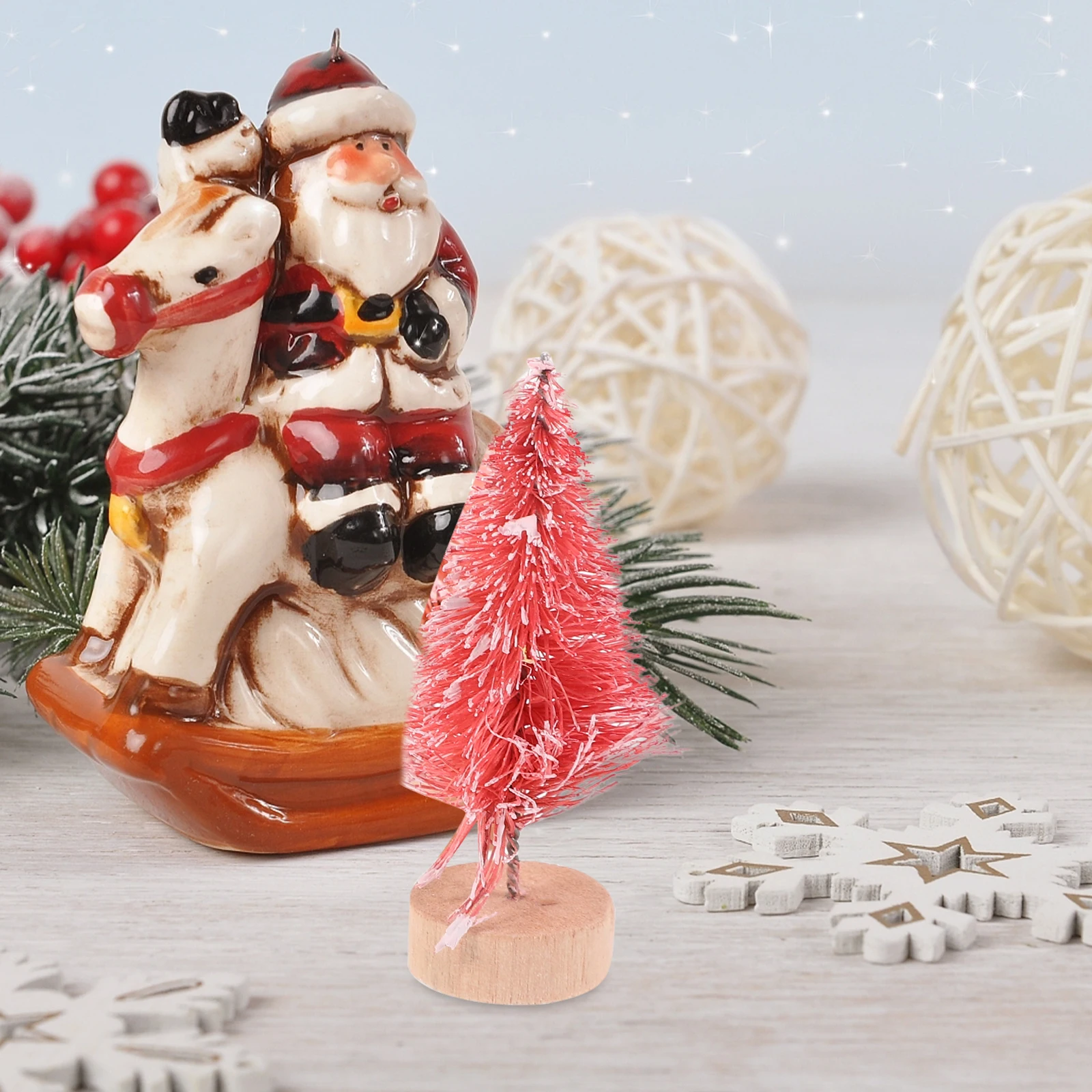 

24Pcs Mini Christmas Trees Wooden Xmas Tree Decorations Desktop Home Office Party Table Decor Mini Christmas Tree