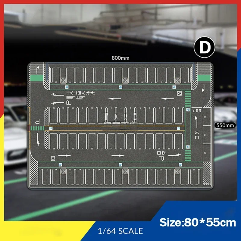 1:64 Parking Lot Scene Model Garage Mouse Pad Car Model Background Mat TLV TOMY Car Model Display Mat Toys for Boys Gift