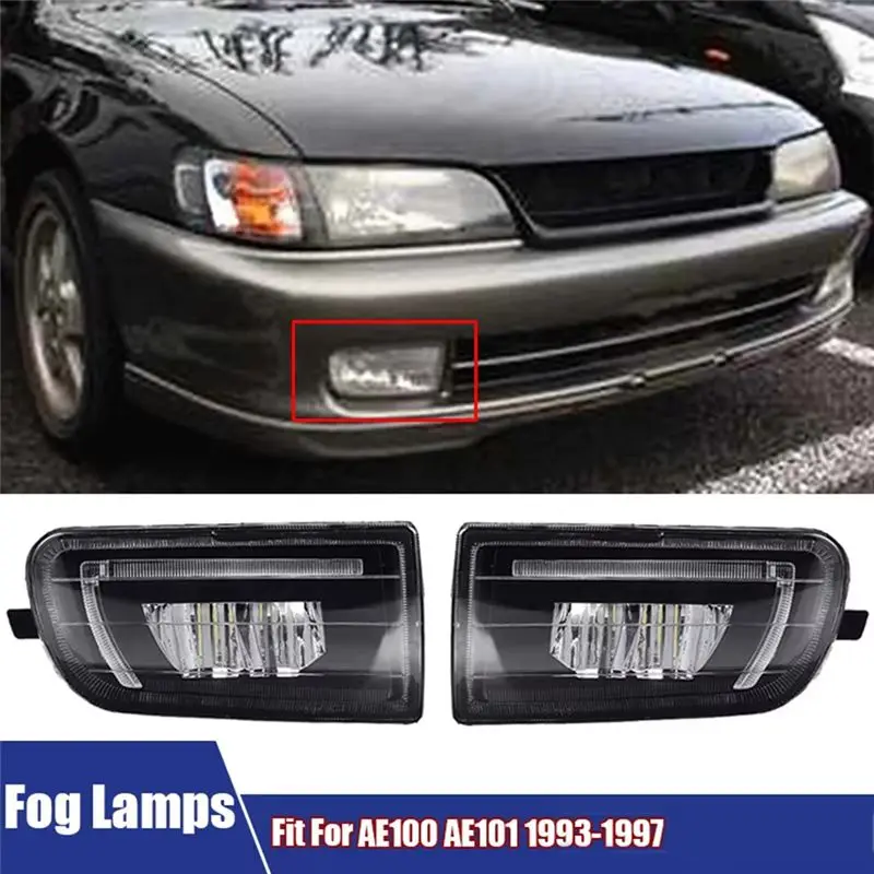 Afbeelding 4: A73Q-Car voorbumper LED mistlamp voor Toyota Corolla AE100 AE101 1993-1999 mistlamp signaallamp set