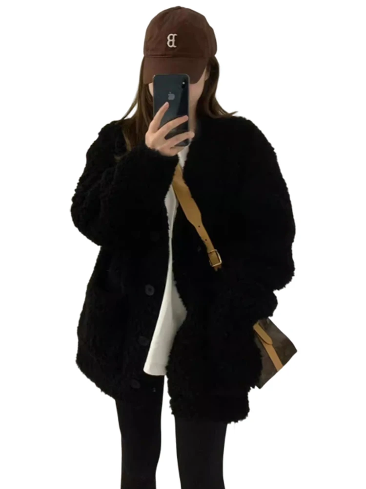 블라 양털 자켓 여성 캐주얼 가을 겨울 고급스러운 느낌의 매우 아름다운 한국 스타일 아우터웨어