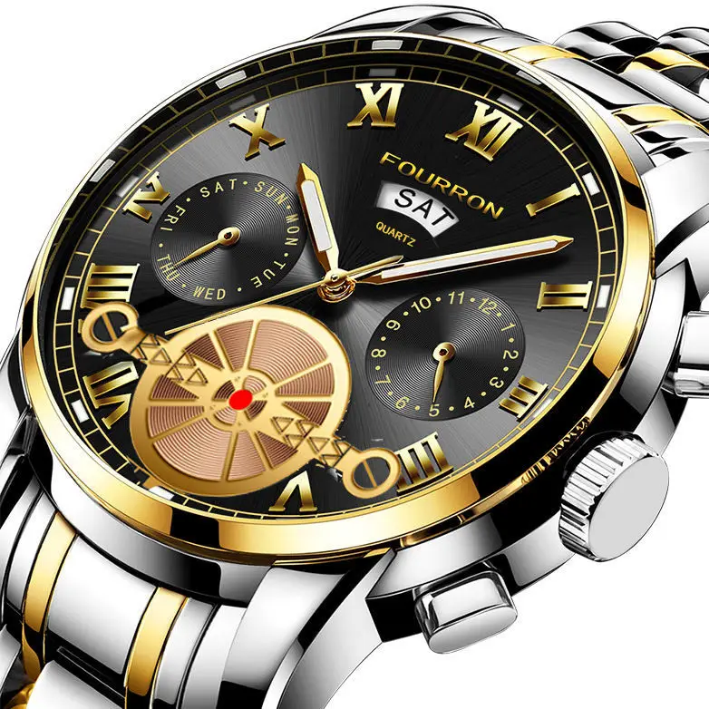 Jam Tangan Kuarsa Bisnis Pria Mewah Jam Tangan Kasual Dial Jam Bundar Baja Tahan Karat Jam Tangan Pria Horloges Klasik Modern