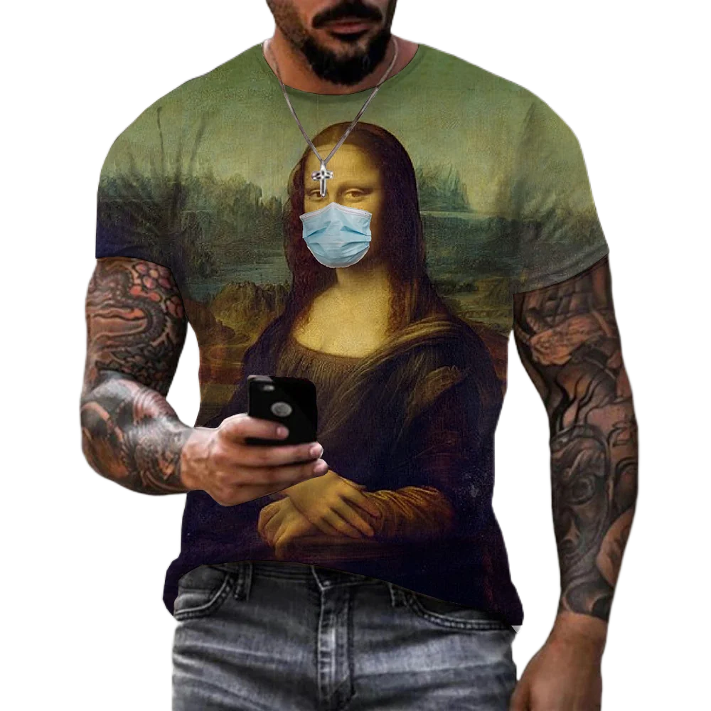 3D Men T-shirt Mona Lisa Printed T-shirt Unisex Men Women Casual Fashion Hip Hop Streetwear Oversized T-shirt Tops