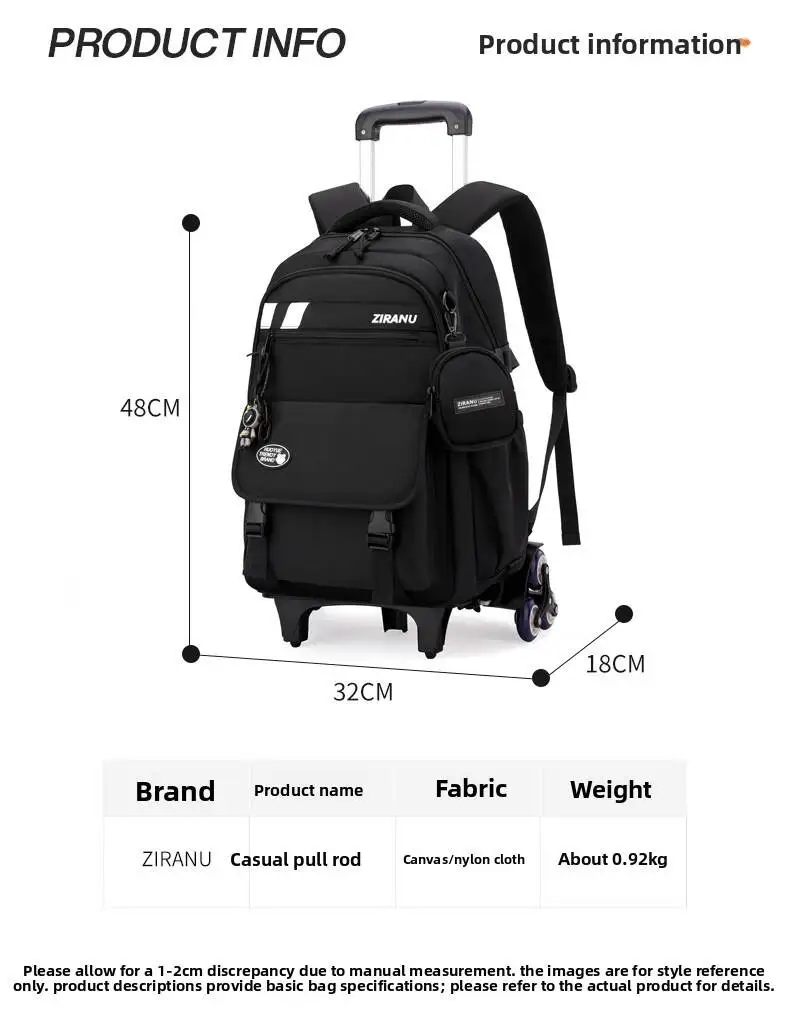 Children School Trolley Backpack for Kids Boys Wheeled Backpack Set School Bag with Wheels Rolling Luggage Bag Student Book Bag