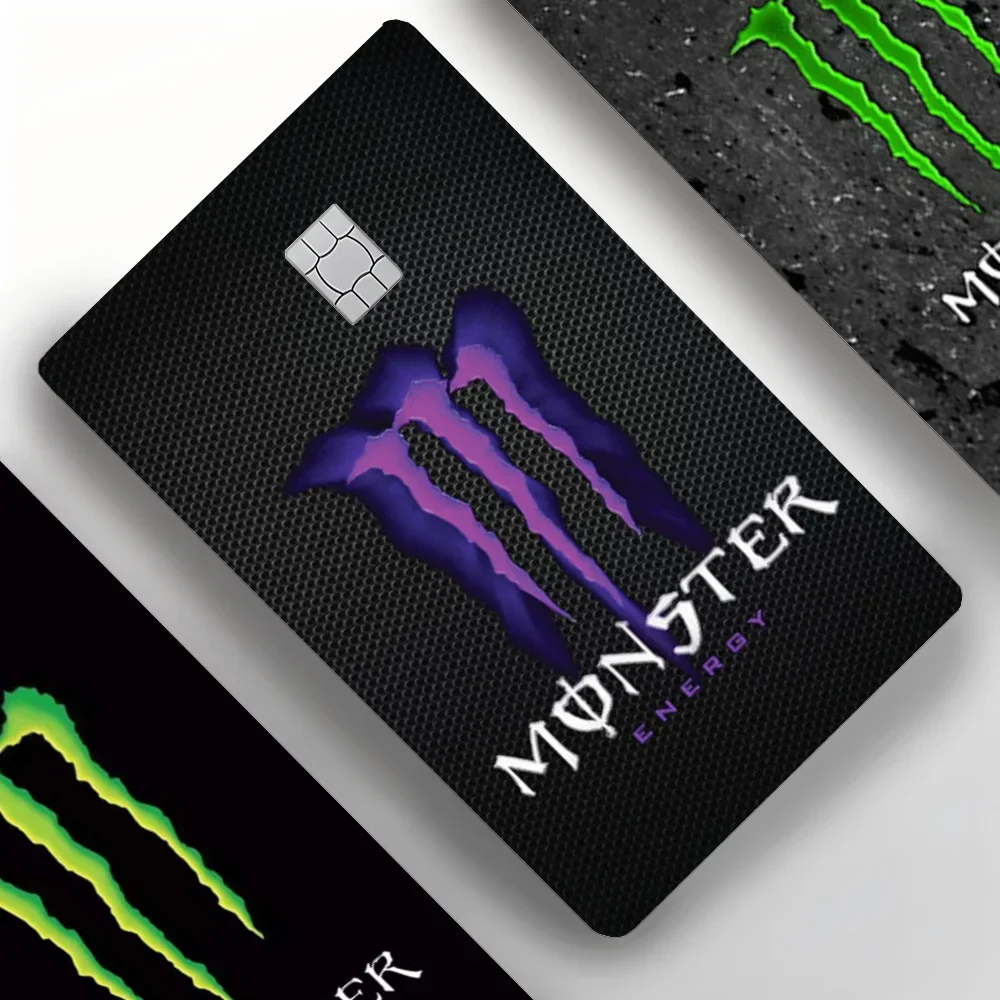 Credit Card Stickers Monster Energy 4-Pack PVC Credit Card Skin Stickers Removable Self-Adhesive Protective Film