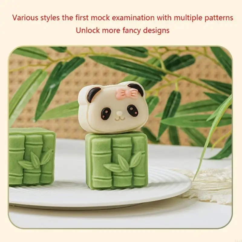 Hand-Pressure Moon Cake Mold Panda/Bamboo Cookie Stamps Mooncake Makers 