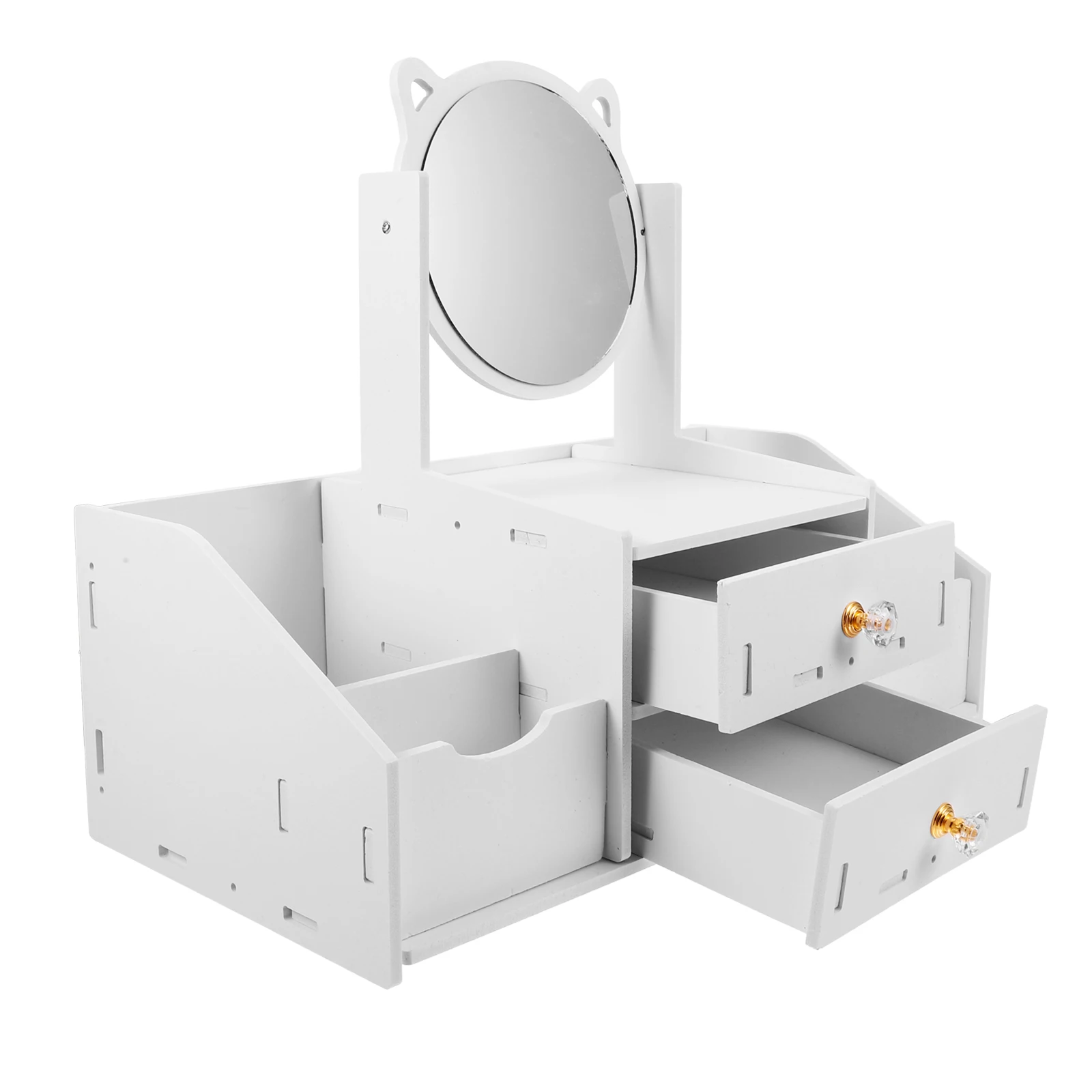 

Multifunctional Makeup Mirror Cosmetics Organizer Countertop Vanity Desk Clear Dressing Table for