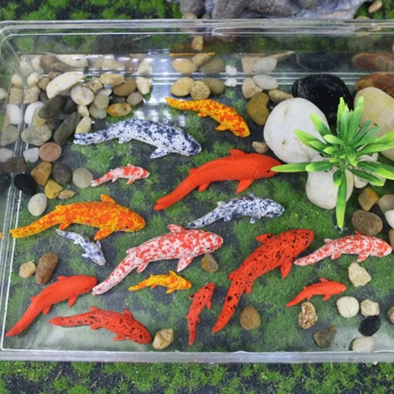 Mini Koi Fish Ornament Resin Crafts Simulation Carp Figurines Kids Gift Cartoon Cute DIY Small Fish Statue Aquarium Decor HD