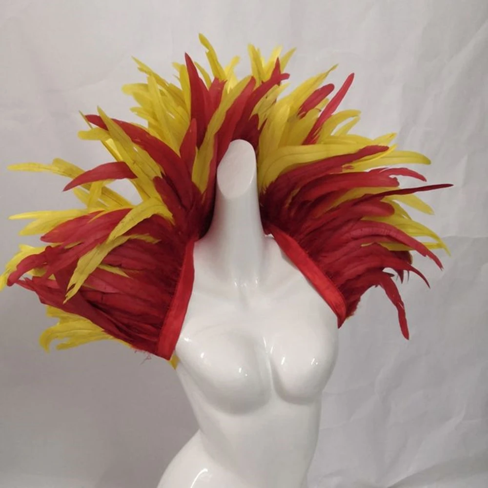 Plumes de coq colorées de 25 à 30 CM, ruban de plumes naturelles teintées à franges pour Costume de fête, décoration de couvre-chef