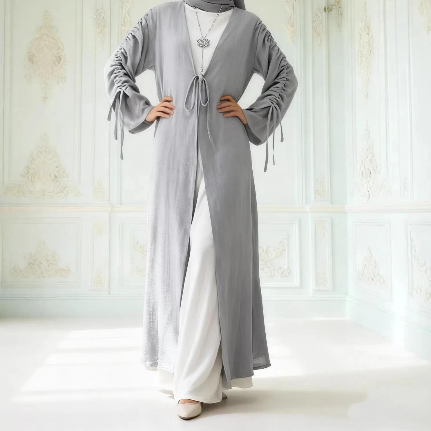 

Eid Ramadan Muslim Dress Women Dubai Open Abaya Turkey Kaftan Kimono Cardigan Kebaya Islam Clothing Robe Caftan Marocain Femme