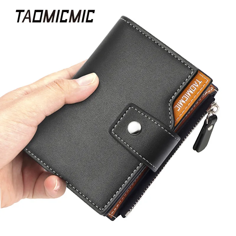 Men's RFID Leather Wallet Short Two-Fold Money Holder Multi-Function Zipper Coin Card Bag Anti-Theft Refresh Model Wholesale