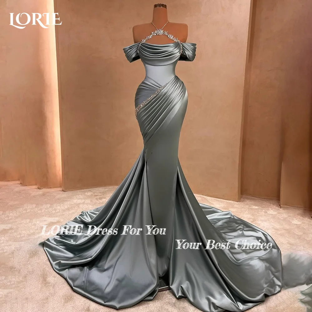 LORIE Off Shoulder Halter Formal Evening Dresses Shiny Spark Mermaid Arabia Prom Gown Party Dresses Cocktail Dresses Customized