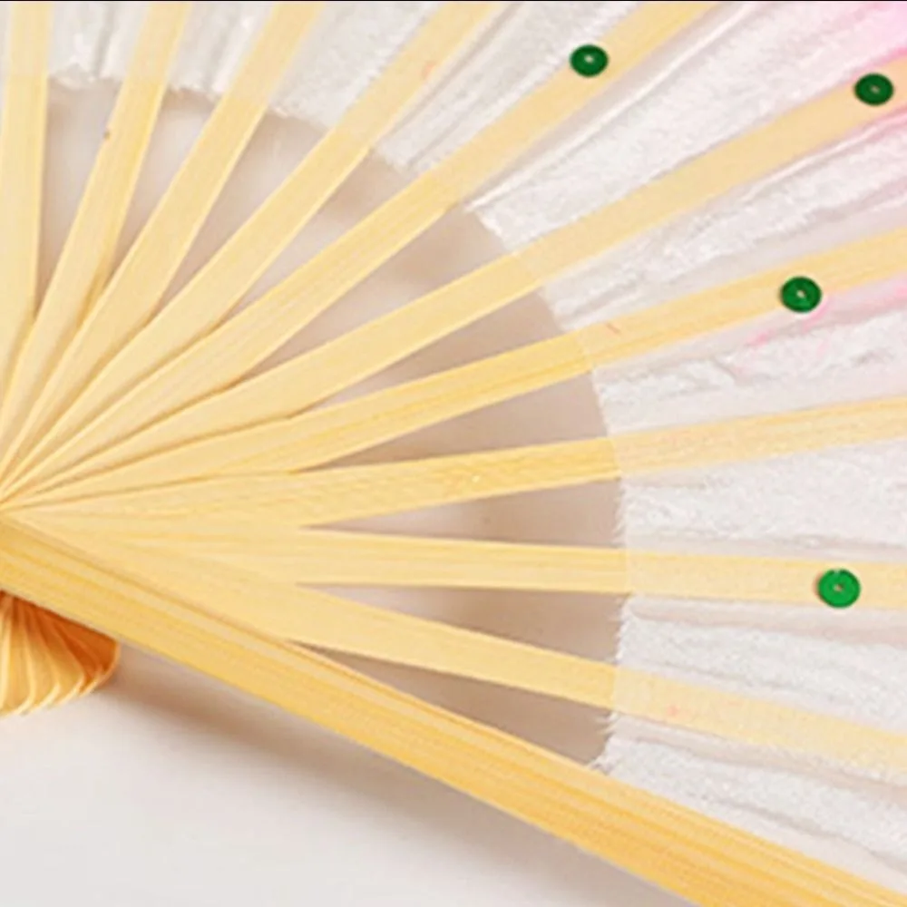 

31cm Bamboo Chinese Short Bellydance Fan 17/20cm Half Circle Silk Veil Pairs Multicolors Bamboo Fans
