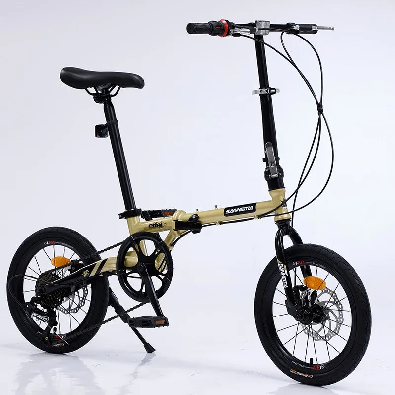 Folding 16-inch Mini Bike Outdoor Portable Riding Adult Bicycle Women\'s Disc Brake Small Wheel Men And Women Speed Bicycle 2024