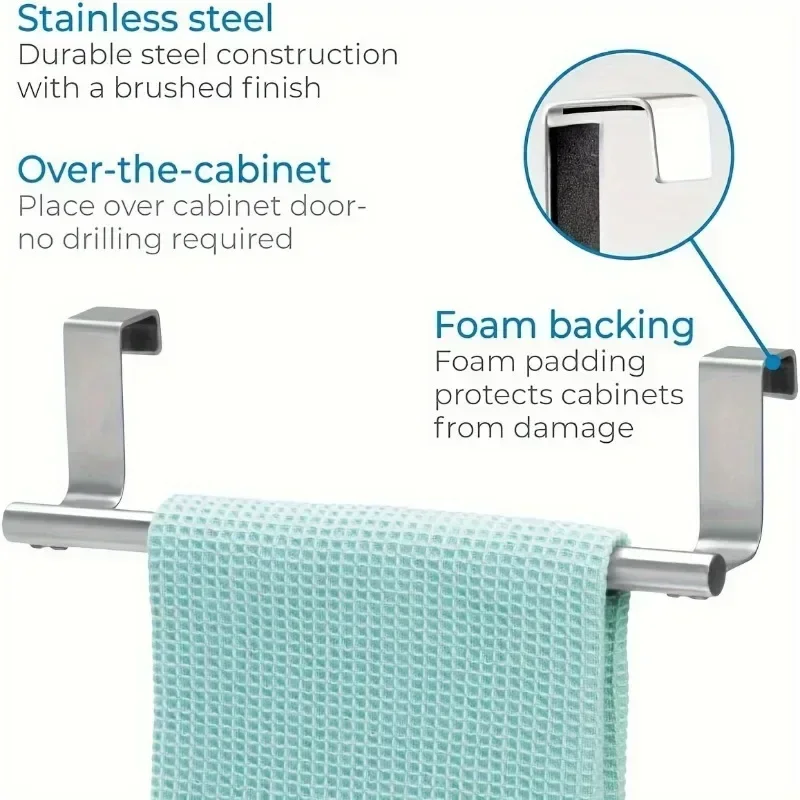 Towel Rack Over Door Towel Bar Hanging Holder Stainless Steel Bathroom Kitchen Cabinet Towel Rag Rack Towel Hanger image 6