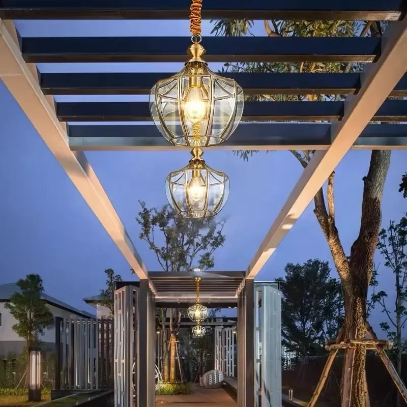 Outdoor all copper chandelier villa entrance pavilion vineyard sunroom corridor chandelier ceiling luxury chandelier