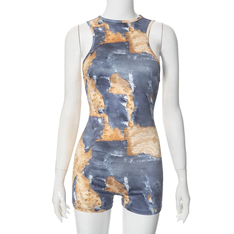 Esthetische Print Sportieve Playsuits Vrouwen Hipster Sexy Rugloze Stretch Skinny Eendelig Rompertjes Mode Overalls