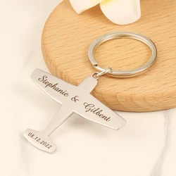 Custom Engrave Wedding Metal Airplane Keychain Wedding Favor Gift Guests Gifts Personalized Name And Date Plane Key Chain