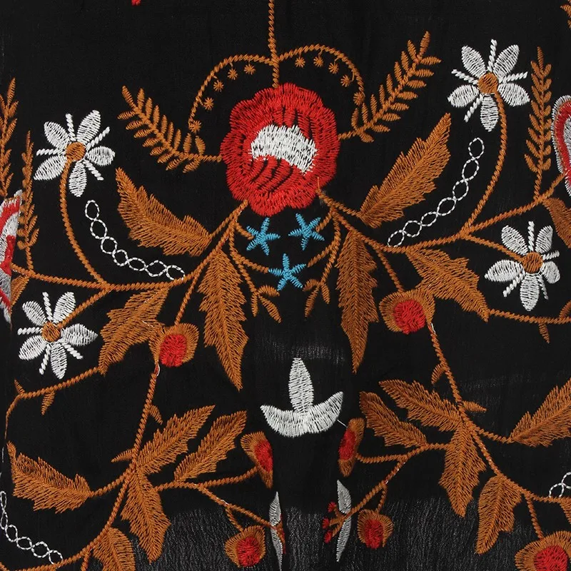 فستان قصير عتيق من الأغنية الشعبية فستان نسائي رائع مطرز للحديقة بجيوب جانبية وفتحة رقبة على شكل حرف v فساتين صيفية مثيرة للشاطئ 2025