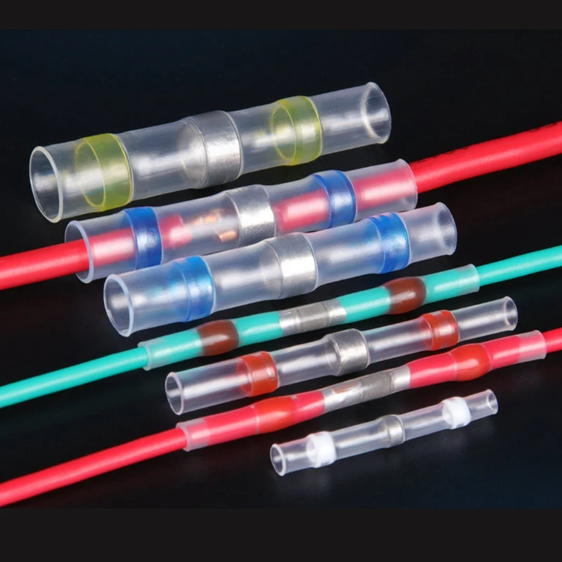 10/20/50 stücke Solder Dichtung Draht Anschlüsse Schrumpf Kit Butt Anschlüsse Isoliert Wasserdicht Elektrische Terminals für auto Boot