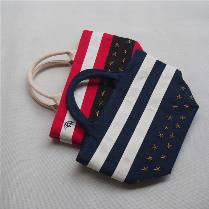 حقيبة رون هيرمان النسائية ذات النجوم المعدنية والخطوط الملونة، حقيبة يد نسائية ناعمة بأسلوب كوري، بطانة من البوليستر، حقيبة ك...