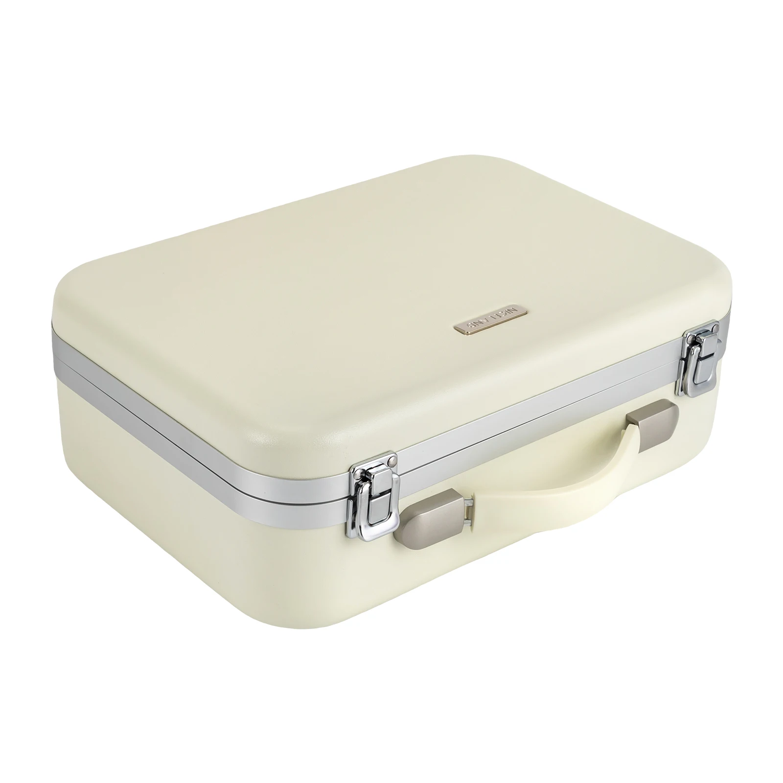 Tas Rias Putih dengan Lampu LED & Cermin - Organizer Kosmetik Perjalanan Portabel