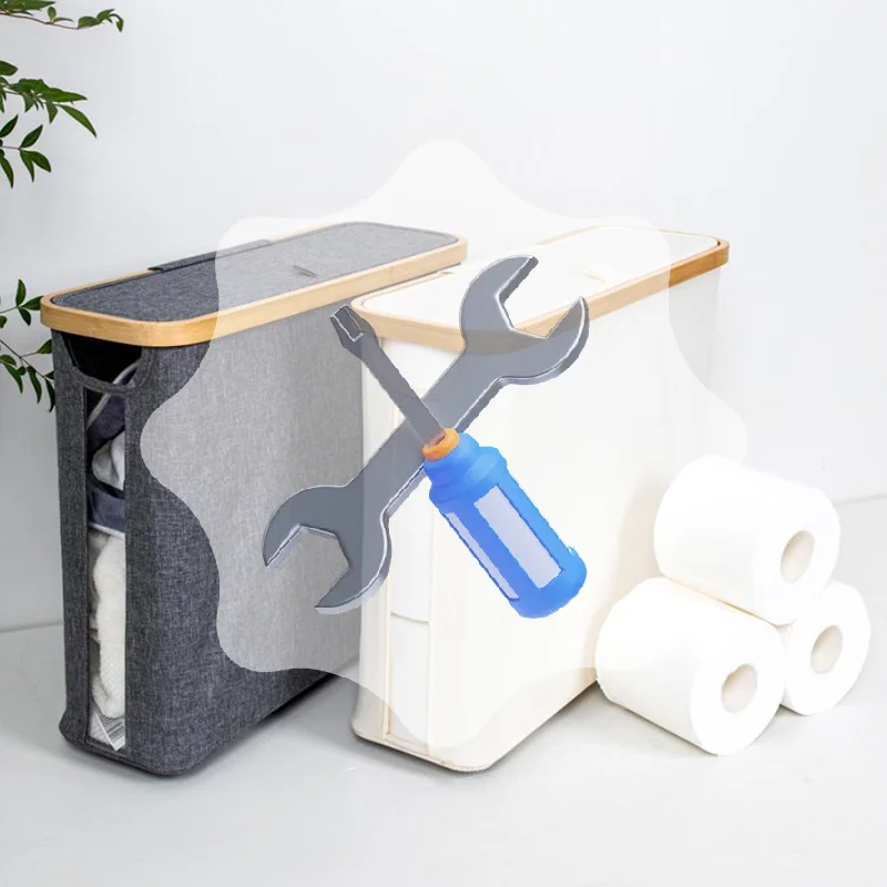 

Wood Frame Toilet Paper Holder On The Floor-Large Capacity Organizer For Bathroom Waterproof Toilet Paper Holder With Lid