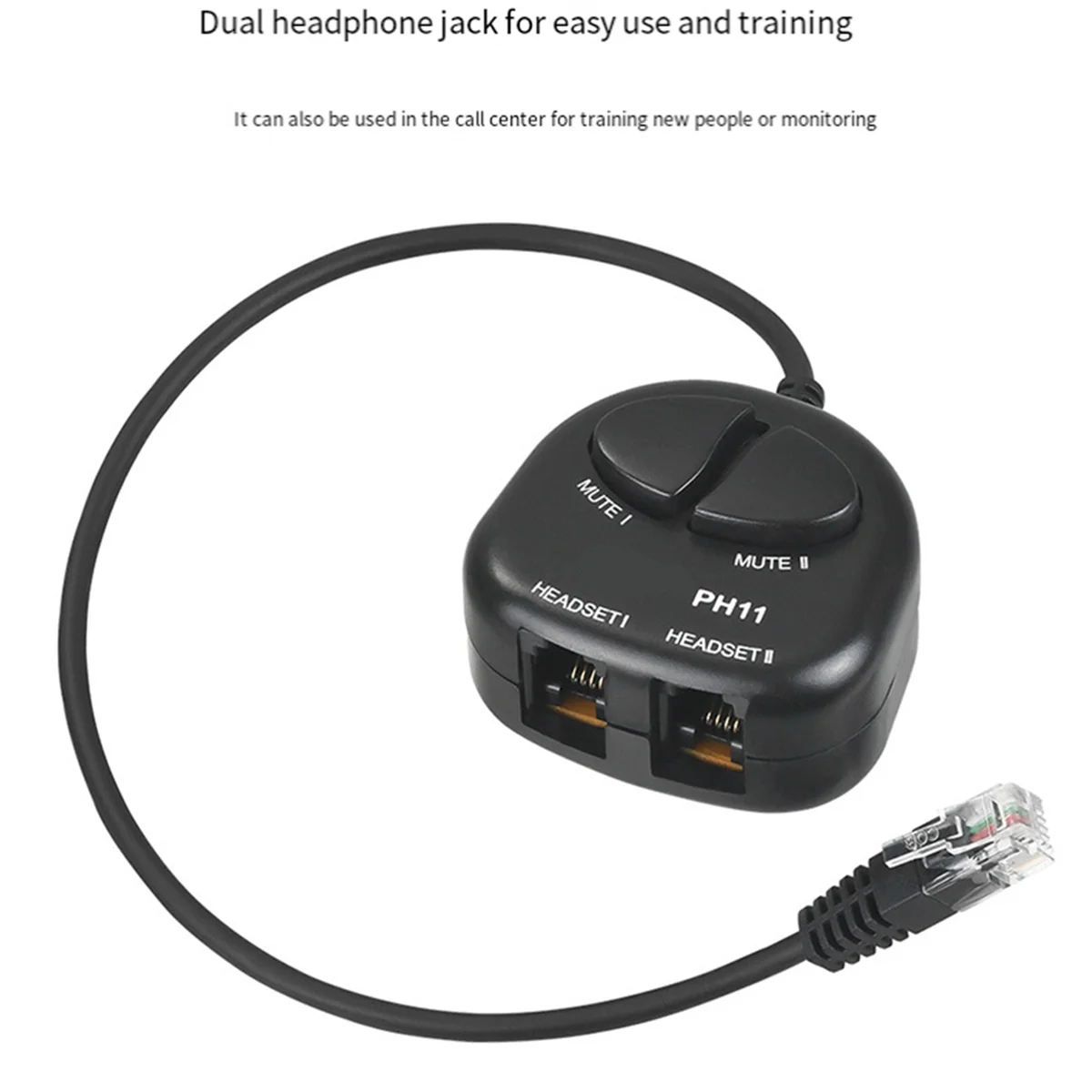 Тренировочный адаптер переключателя звука POP-lTWO, двойные розетки RJ9 к штекеру гарнитуры RJ9 для тренировочного адаптера гарнитуры колл-центра