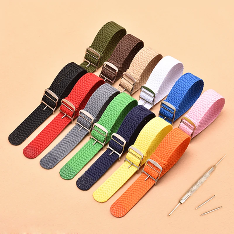 Nylon Weave Horloge Band Voor Perlon Horlogeband Polsbandje Vrouwen Mannen Armband Horloge Accessoires 14Mm 16Mm 18Mm 20mm 22Mm Sport Band